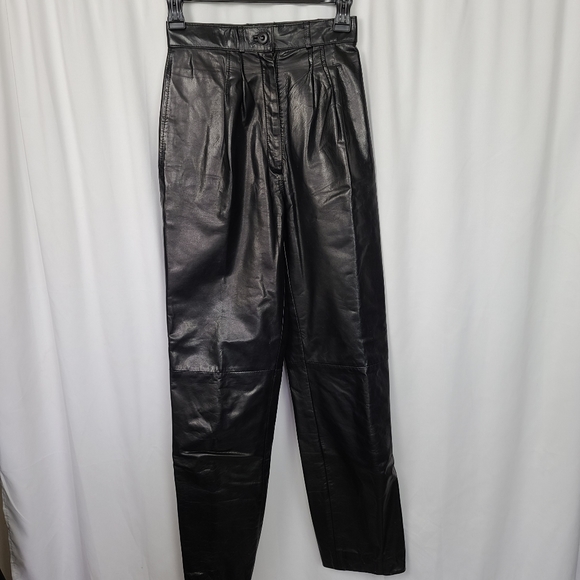 Vintage 1980s High Waist Leather Pants - Picture 2 of 13